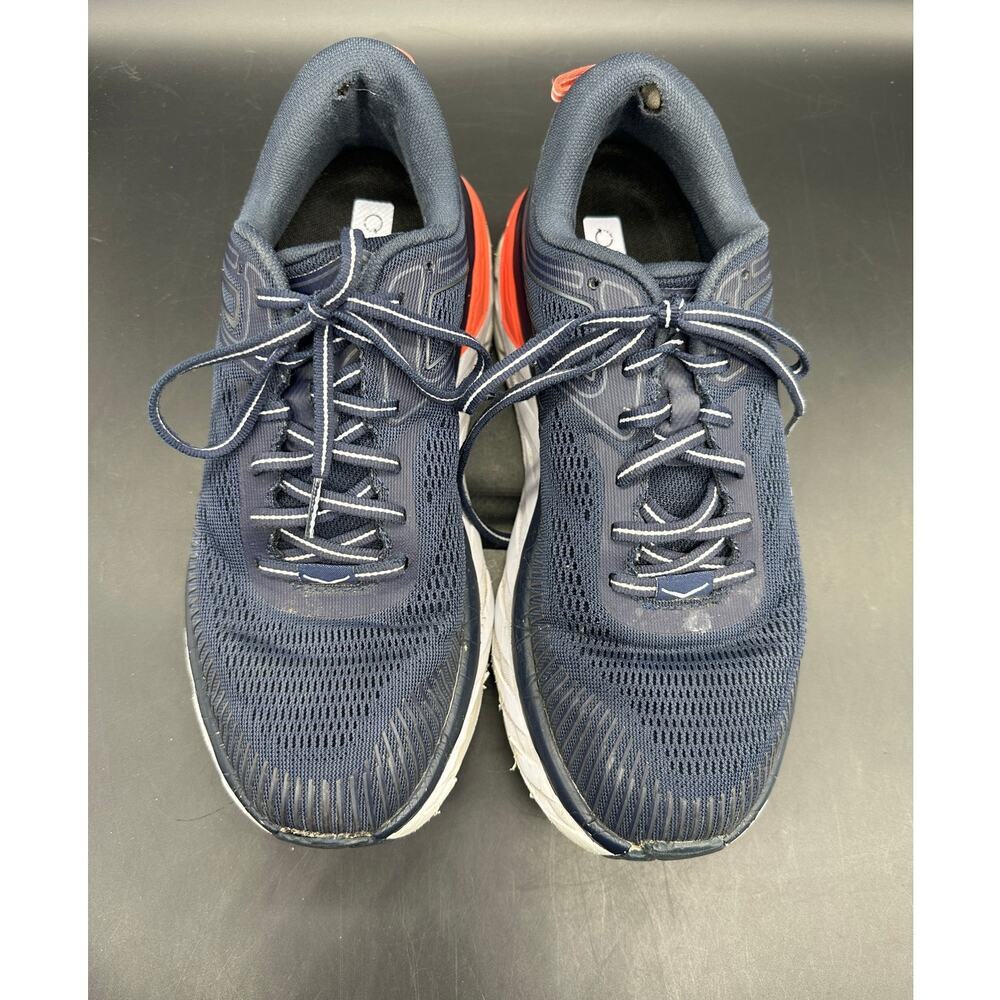 Hoka Bondi 7 Mens Running Shoes Navy Blue Orange Athletic Sneakers Size 8